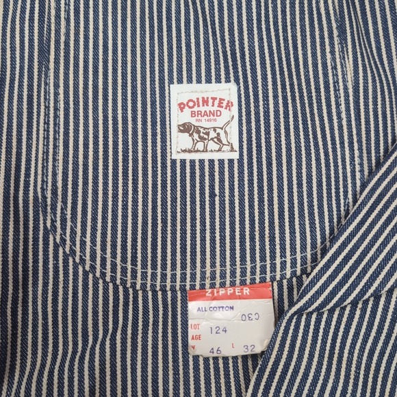 Vintage NWT 46x32 Pointer Brand Train Crewman Coveralls Hickory Stripe RARE - Picture 3 of 16